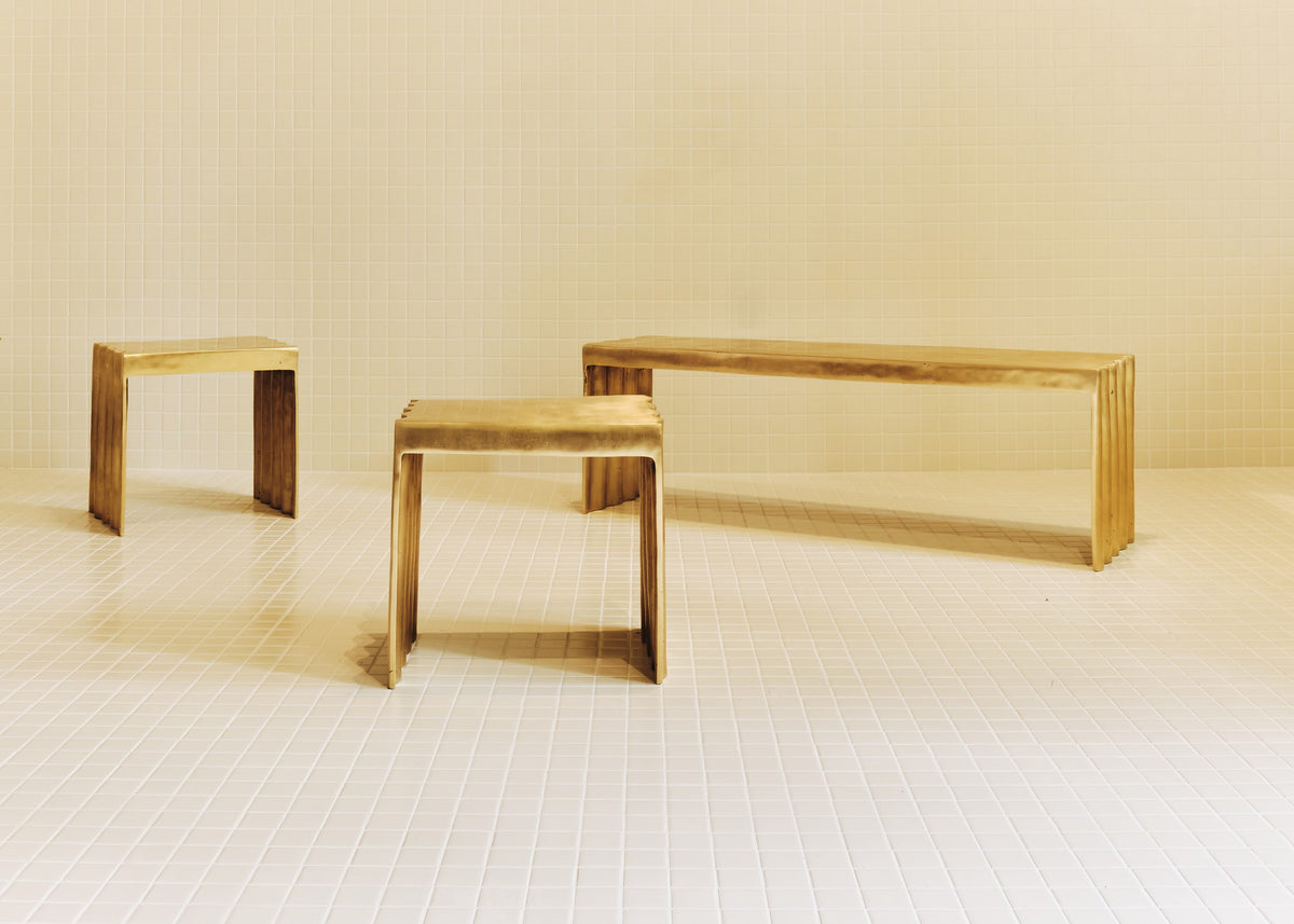 Tôle bench and stools by Marion Mailaender