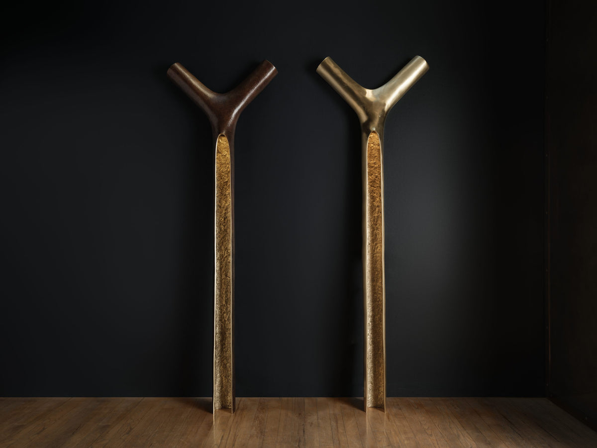 Y Lamp in cognac and gold bronze